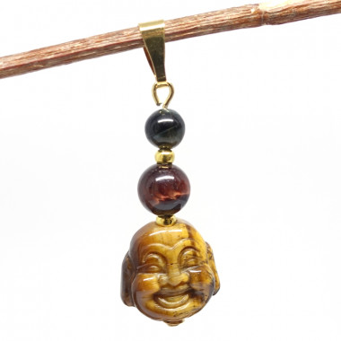 Les 3 "œils" bouddha en oeil de tigre, Pendentif création